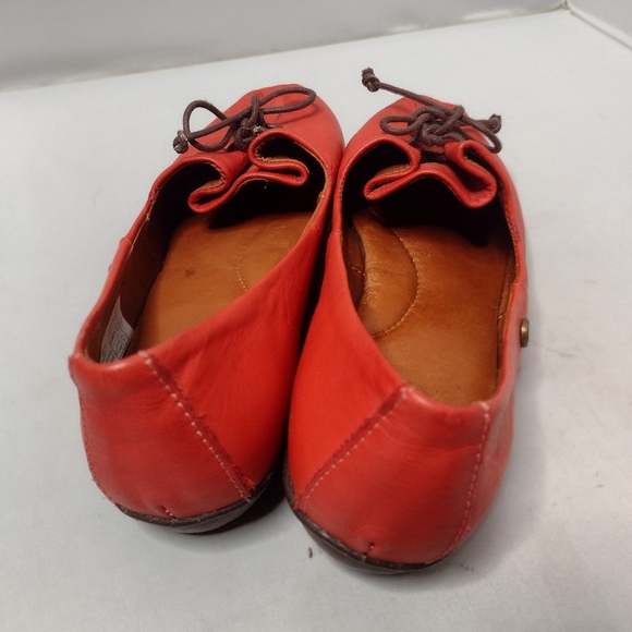 Sergio Tomani Rust Red Leather Ballet Flats 37 Bow  Shoes Comfort Slip On N - Picture 6 of 8